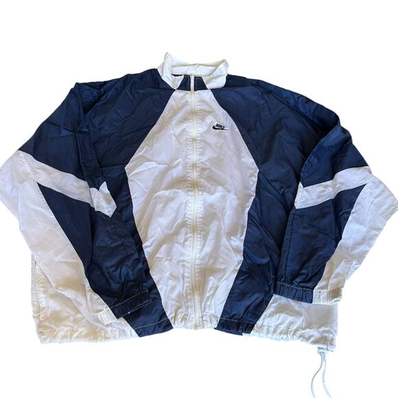 Vintage Nike Jacket Womens Size 3X White Navy Blue 90s Retro Streetwear Athletic - Picture 1 of 6